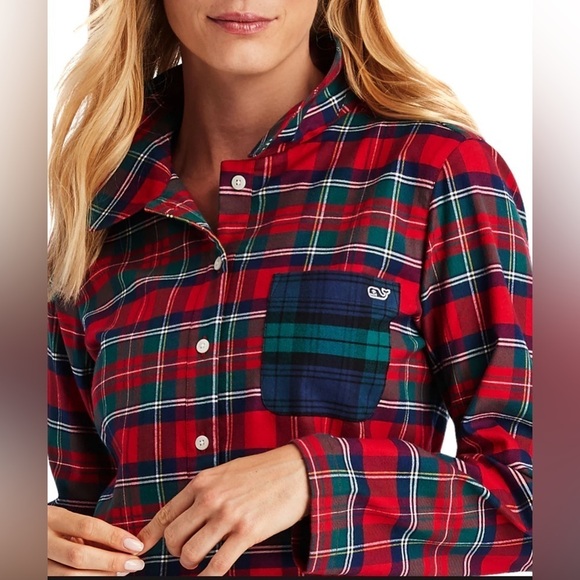 Vineyard Vines Merry Plaid Lounge‎ Top Size M Flannel - Picture 1 of 11